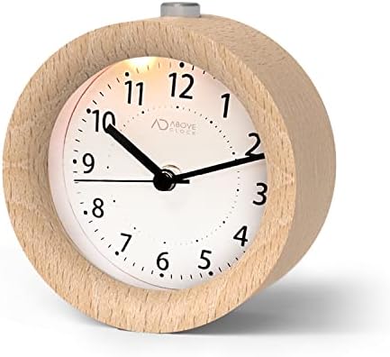 aboveClock RéVeil Matin à Piles, Reveil Bois Analogique de Voyage, Lumineux Silencieux sans Tic-Tac, Fonction Snooze, Horloge à Aiguilles Alarme Sonore Croissante, Bois Clair
 Avis, Fiche Technique et Prix au Maroc