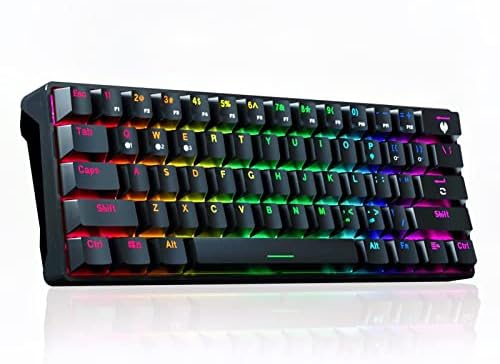 SOLAKAKA Clavier mécanique Bluetooth 65 % avec rétroéclairage RVB, touches fléchées, compact 68 touches remplaçables à chaud, claviers de jeu filaires USB pour Windows PC Mac Gamer, commutateur bleu
 Fiche Technique et Prix au Maroc