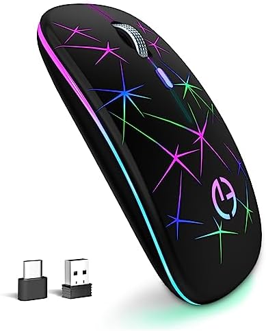 TaIYanG Souris sans fil, souris optique portable RVB silencieuse 2,4 G avec récepteur USB et adaptateur de type C, 3 niveaux DPI réglables, souris d'ordinateur sans fil pour ordinateur portable, ordinateur, PC, MacBook, ordinateur de bureau
 Fiche Technique et Prix au Maroc
