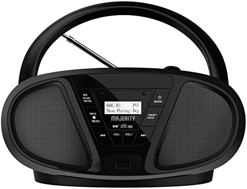 Lecteur CD portable et Boombox DAB, Radio numérique et FM Bluetooth DAB+, Lecture USB et auxiliaire | Son stéréo 2.0 clair et net | Majorité Boxworth | 15 heures d'autonomie sur batterie, prise casque
 Avis, Fiche Technique et Prix au Maroc