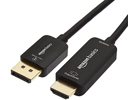 Amazon Basics Câble d'affichage DisplayPort vers HDMI, unidirectionnel, 4K à 60 Hz, 1920 x 1200, 1080p, fiches plaquées or, 6 pieds, noir
 Fiche Technique et Prix au Maroc