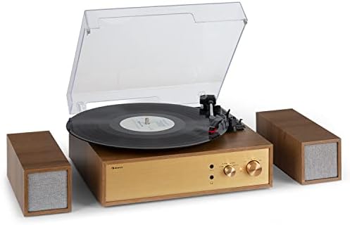 Auna Platine Vinyle Bluetooth, Tourne Disque Vinyle avec Haut Parleur, Tourne-disques Audio Vinyle 33 Tours, Chaine HiFi avec Platine Vinyle, Lecteur Vinyles Vintage, Émetteur et Récepteur Bluetooth
 Avis, Fiche Technique et Prix au Maroc