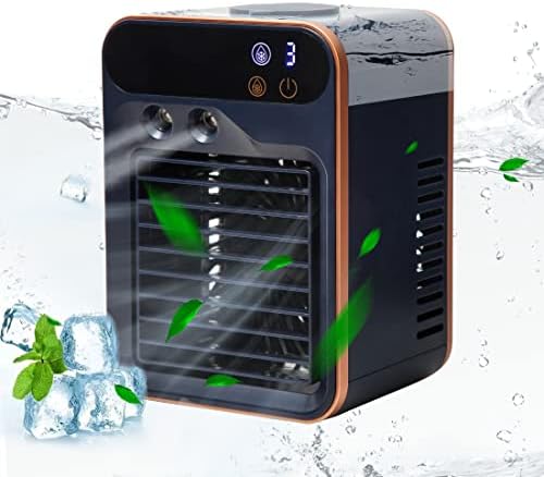 hYwecy 2023 Climatiseur de bureau rechargeable à trois vitesses et vitesse de pulvérisation, ventilateur de refroidissement par évaporation portable avec spray pour la maison, la chambre à coucher, le bureau (bleu foncé)
 Avis, Fiche Technique et Prix au Maroc