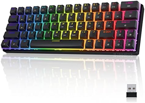 Tezarre TK63 Pro Clavier sans fil Bluetooth/2,4 G/USB filaire 60 % mécanique, clavier de jeu rétroéclairé RVB, touches PBT Pudding remplaçables à chaud (interrupteur bleu Gateron, noir)
Avis,  Fiche Technique et Prix au Maroc