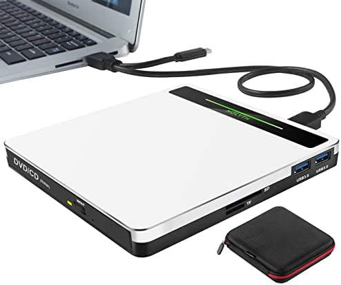NOLYTH Lecteur de DVD externe USB 3.0 Type-C Graveur de CD/DVD avec ports SD/TF/USB, lecture de DVD portable pour lecteur de disque d'ordinateur portable, lecteur optique CD ROM, lecteur externe pour ordinateur portable Mac PC Windows MacBook Apple Desktop
 Fiche Technique et Prix au Maroc