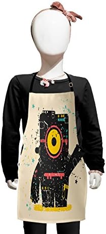 Lunarable Tablier moderne, machine robot extraterrestre comme une créature disant bonjour avec image d'étoiles, petit tablier avec attaches réglables pour la pâtisserie, la peinture, petite taille, multicolore
 Avis, Fiche Technique et Prix au Maroc