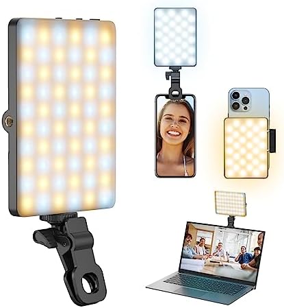 Youlisn Lampe à selfie pour téléphone, 60 LED avec clip rechargeable et 3 modes d'éclairage ajustés, lumière vidéo 2000 mAh pour téléphone iPad, ordinateur portable, maquillage, TikTok, selfie, Vlog, vidéoconférence
 Fiche Technique et Prix au Maroc