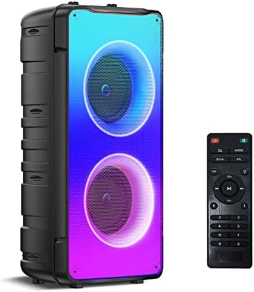 Enceinte Bluetooth, 60W(80W Peak) Haut-Parleur stéréo sans fil portable avec basses riches, Bluetooth 5.0,lumières colorées, batterie 10000 mAh, haut-parleur extérieur pour cadeaux de fête à la maison
 Avis, Fiche Technique et Prix au Maroc