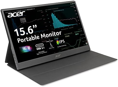 Moniteur externe portable pour ordinateur portable PC Mac |  Acer PM161Q Abmiuuzx 15,6" Full HD 1920 x 1080 IPS | Design ultra fin | Couverture haut de gamme I 2 ports USB 3.1 Type-C, 1 x mini HDMI et 1 x micro USB
 Fiche Technique et Prix au Maroc