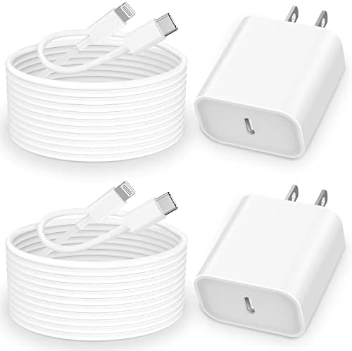 [Apple MFi Certified] DESOFICON Lot de 2 chargeurs rapides pour iPhone, 20 W USB C, prise murale avec câble de synchronisation de données à charge rapide de 2 m de type C vers Lightning, compatible avec iPhone/iPad/AirPods Pro
 Fiche Technique et Prix au Maroc