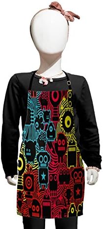 Lunarable Tablier moderne, monstres numériques et robots animaux illustration de caricature futuriste, petit tablier avec attaches réglables pour la peinture de pâtisserie, petite taille, multicolore
 Avis, Fiche Technique et Prix au Maroc