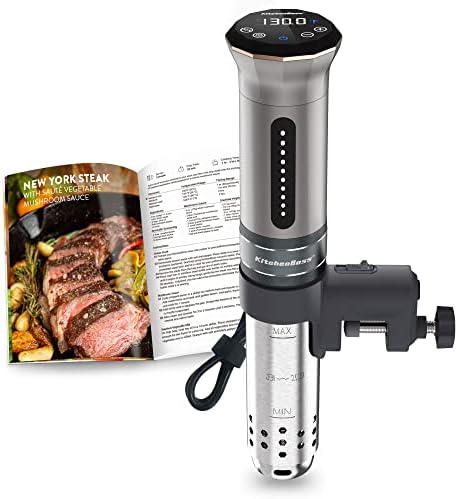 KitchenBoss Machine de cuisson sous vide : ultra-silencieuse 1100 watts IPX7, circulation d'eau à immersion thermique, contrôle précis de la température, affichage numérique, cuisson lente sous vide
 Avis, Fiche Technique et Prix au Maroc