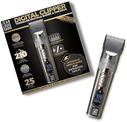 JEAN LOUIS DAVID, Digital Clipper, Tondeuse Digitale Cheveux et Barbe, Sans Fil, 25 Hauteurs de Coupe, Accessoires Inclus, Rechargeable, Batterie Lithium-Ion
 Avis, Fiche Technique et Prix au Maroc