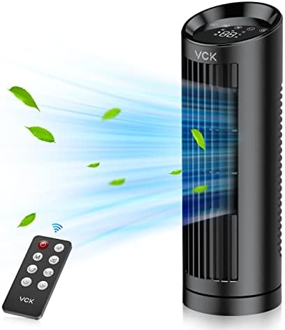 Ventilateur tour VCK, ventilateur oscillant à 80 ° avec télécommande, petit ventilateur de bureau portable de 13 pouces, 3 vitesses réglables, minuterie de 12 heures, 4 modes, ventilateur de table sans lame à refroidissement silencieux personnel pour bureau de chambre à coucher
 Avis, Fiche Technique et Prix au Maroc
