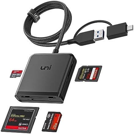 Lecteur de Carte SD 4 en 1, uni Lecteur de Carte USB 3.0 avec câble en Nylon de 60 cm, lecteurs de Carte mémoire externes pour SD/CF/MS Duo/SDXC, Compatible pour Windows/MacOS/ChromeOS, etc.
 Avis, Fiche Technique et Prix au Maroc