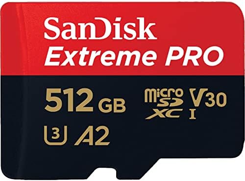 SanDisk Carte mémoire MicroSD Extreme Pro 512 Go avec adaptateur fonctionne avec GoPro Hero 10 Black Action Cam U3 V30 4K A2 Classe 10 SDSQXCD-512G-GN6MA Bundle avec 1 lecteur de carte micro Everything But Stromboli
 Fiche Technique et Prix au Maroc