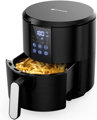 Kitcher Friteuse à air 3,5 Qt Écran numérique tactile LED Friteuses à air chaud Four Cuisinière sans huile avec contrôle de température Minuterie de 60 minutes Panier à frites antiadhésif 50 recettes Fonction d'arrêt automatique (Noir)
 Avis, Fiche Technique et Prix au Maroc