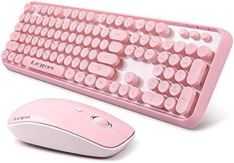 Ensemble clavier et souris sans fil rose, clavier et souris rétro sans fil 2,4 GHz pour machine à écrire Letton, clavier d'ordinateur de bureau sans fil pleine taille et souris mignonne avec 3 DPI pour Mac, PC, ordinateur de bureau et ordinateur portable
 Fiche Technique et Prix au Maroc