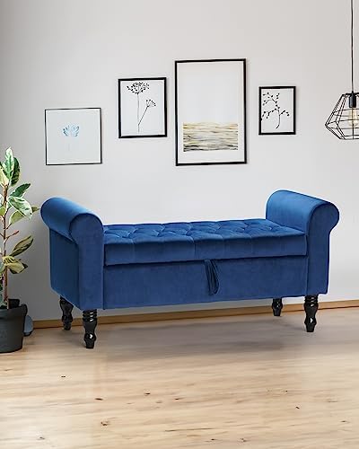 XSPRACER Banc de rangement pour chambre à coucher, banc ottoman de rangement à bras roulés, bout de lit, ottoman rectangulaire pliable, pour chambre à coucher, bleu
 Fiche Technique et Prix au Maroc