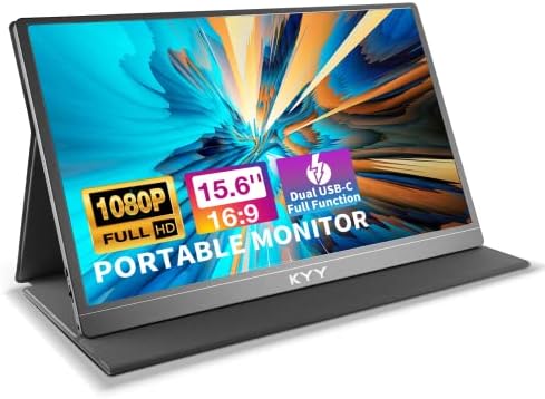 KYY Moniteur portable 15,6" FHD 1080P USB-C pour ordinateur portable HDMI, moniteur de jeu avec coque intelligente de qualité supérieure et deux haut-parleurs, écran d'ordinateur HDR externe pour PC, MAC, téléphone, Xbox, PS4, Switch
 Fiche Technique et Prix au Maroc