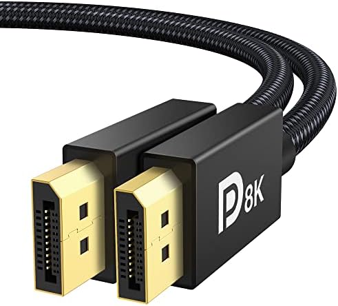 Câble DisplayPort 1.4 certifié VESA, câble iVANKY 8K DP 6,6 pieds (8K à 60 Hz, 4K à 144 Hz, 2K à 240 Hz) Prise en charge HBR3 32,4 Gbit/s, HDR, HDCP 2.2, FreeSync G-Sync, port d'affichage tressé pour moniteur de jeu, graphique, PC
 Fiche Technique et Prix au Maroc