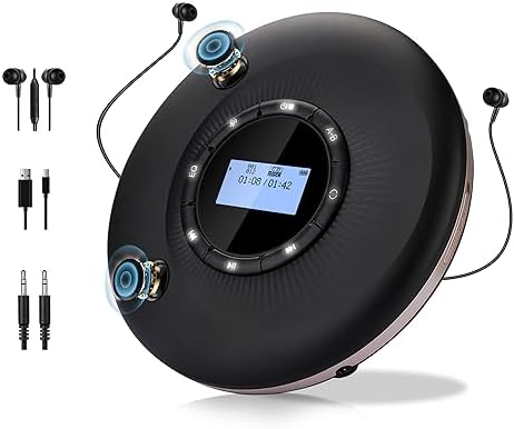 Lecteur CD Portable Bluetooth, Lecteur CD Rechargeable 1500mAh avec Bluetooth et Deux Haut-Parleur pour la Voiture la Maison et Les Voyages avec écouteurs Anti-Skip Lecteur CD Walkman
 Avis, Fiche Technique et Prix au Maroc