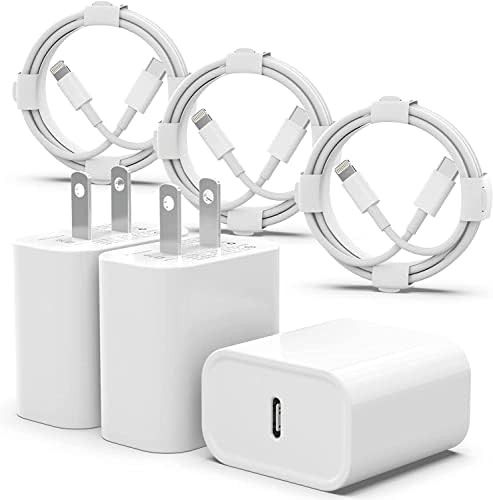 Chargeur iPhone [Apple MFi Certified] Lot de 3 blocs de chargeur mural PD Type C 20 W avec 3 câbles USB C vers Lightning de 1,8 m, adaptateur de charge rapide pour iPhone 14 13 12 11 Pro Max XR XS X 8, iPad, AirPods Pro
 Fiche Technique et Prix au Maroc