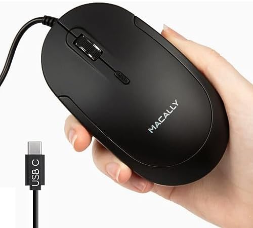 Macally Souris filaire USB C pour Mac et PC – Fine, silencieuse et fiable – 3 boutons, molette de défilement et 4 modes DPI Souris de type C pour ordinateur portable, MacBook Pro/Air, iMac – Souris filaire Plug and Play USBC – Noir
 Fiche Technique et Prix au Maroc
