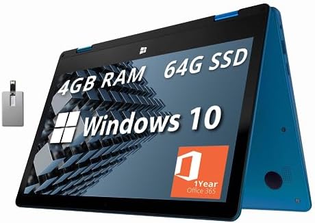 Gateway Dernier ordinateur portable étudiant convertible 11,6" HD 2-en-1 à écran tactile, Intel Celeron N4020, 4 Go de RAM, 64 Go SSD, webcam, THX Audio, Wi-Fi, Mini HDMI, 1 an Office 365, bleu, Win10, carte USB 32 Go
 Fiche Technique et Prix au Maroc