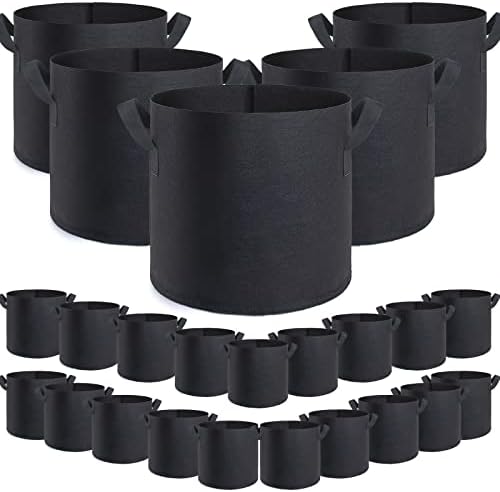 24 Pack Grow Bags 7 Gallon,Aeration Fabric Planters Grow Bags,Heavy Duty Fabric Pots 7 Gallon,Durable Garden Bags to Grow Vegetables,Fruits,and FlowersAvis, Fiche Technique et Prix au Maroc
