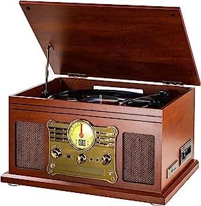 Platine Vinyle Bluetooth à Trois Vitesses et Haut-parleurs stéré, Convertisseur de Vinyle LP en MP3 avec CD, Lecteur de Cassette, Radio FM,Aux in et Prises Casque
 Avis, Fiche Technique et Prix au Maroc