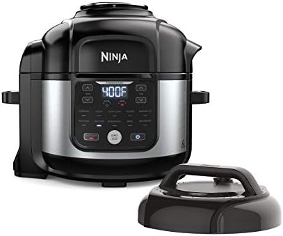 Ninja FD302 Foodi 11-en-1 Pro 6,5 pintes.  Autocuiseur et friteuse à air qui cuit à la vapeur, mijote, saisit, saute, déshydrate et plus encore, avec 4,6 pintes.  Assiette à légumes, grille à griller gigogne et livre de recettes, argent/noir
 Avis, Fiche Technique et Prix au Maroc