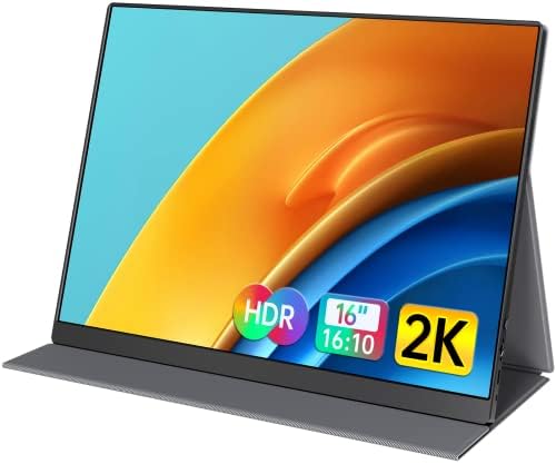 ForHelp Moniteur portable 2K 16" 2560 x 1600 USB C pour ordinateur portable, HDMI, écran de jeu HDR IPS avec coque intelligente et deux haut-parleurs, moniteur de voyage pour PC, Mac, téléphone, Xbox, PS5, Switch, ordinateur portable
 Fiche Technique et Prix au Maroc
