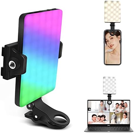 GreatLPT Clip de lumière de téléphone RVB, lumière de remplissage de téléphone portable 360° couleur CRI 95+ variable 2500 K-8500 K, 2000 mAh rechargeable pour selfie, maquillage, vidéoconférence, TikTok
 Fiche Technique et Prix au Maroc