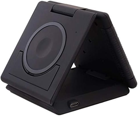 Unravel 3-in-1 Foldable Travel Wireless Charger - 7.5W Charging Station for iPhone 14, 13, 12, Pro, Pro Max, Mini, Apple Watch Ultra, SE, Series 1-8, AirPods, Pro - Black (Includes Adapter & Cable) Fiche Technique et Prix au Maroc