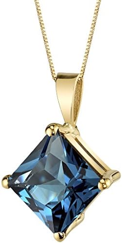 Pendentif topaze bleue Peora London en or jaune 14 carats, solitaire classique, taille princesse, 8 mm, 3 carats au total
Avis,  Fiche Technique et Prix au Maroc