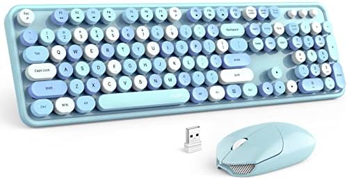 Ensemble clavier et souris sans fil, claviers de machine à écrire à touches rondes colorées bleues MOFII, souris d'ordinateur clavier pleine taille 2,4 GHz, récepteur USB Plug and Play, pour ordinateur portable, PC, Chromebook, Smart TV
 Fiche Technique et Prix au Maroc
