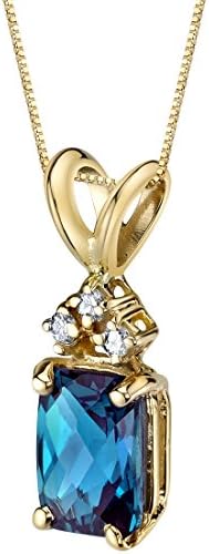 Peora Alexandrite créée en or jaune massif 14 carats avec pendentif en diamant véritable, solitaire à changement de couleur, coupe radiante, 7 x 5 mm, 1,25 carats au total
Avis,  Fiche Technique et Prix au Maroc