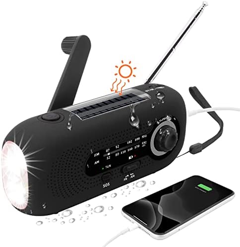 Journy Radio Solaire Portable,Radio Dynamo,Solaire Radio avec Alarme SOS pour Les urgences,Petite Radio,étanche IPX3 Radio,Radio à manivelle AM/FM,Lampe Poche,2000mAh Batterie（Le Noir） Avis, Fiche Technique et Prix au Maroc