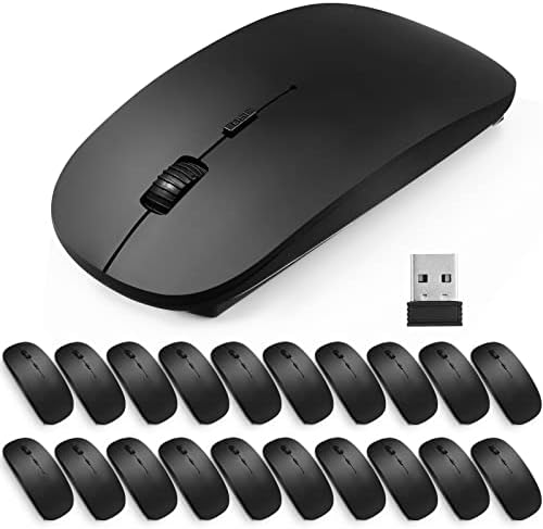 Fabbay Lot de 20 souris sans fil pour ordinateur portable 2,4 G fine sans fil avec récepteur USB 1600 DPI souris optique sans fil compatible avec Windows, PC, ordinateur, ordinateur portable (noir)
Avis,  Fiche Technique et Prix au Maroc