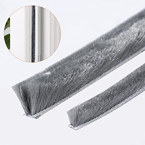 hokmly 16 Ft feet 5m (196 Inch) Brush Weather Stripping,Card-Slot Seal Strip Pile Weatherstrip Door Sweep Brush for Door Window (5mm x 8mm (3/16 5/16 Inch), Gray) Fiche Technique et Prix au Maroc