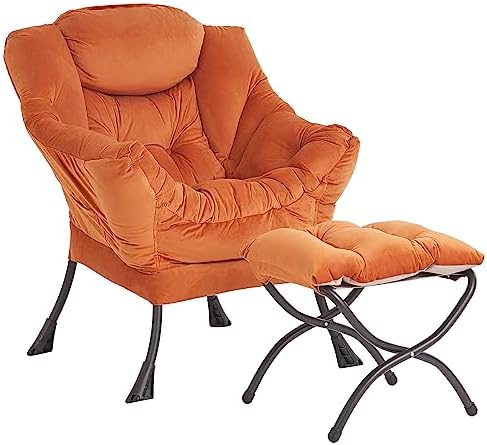 Furlide Chaise paresseuse avec ottoman, chaise moderne avec repose-pieds pliable, chaise d'appoint, chaise de lecture confortable, fauteuils surdimensionnés pour chambre à coucher, bureau, salon, cour (orange)
Avis,  Fiche Technique et Prix au Maroc