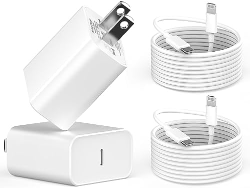 Chargeur iPhone Charge Rapide [Apple MFi Certified]Lot de 2 blocs de chargeur rapide PD 20 W USB C avec câble de synchronisation de données à charge rapide de 1,8 m de type C vers Lightning pour iPhone 14 13 12 11 Pro Max XS XR X 8 7 iPad
 Fiche Technique et Prix au Maroc