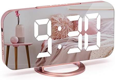 Horloge numérique, Réveil électrique horloge led, alarme, répétition, 3 modes de gradation, réveils de chevet alimentés par secteur, horloge de chevet pour decoration chambre maison bureau-or rose
 Avis, Fiche Technique et Prix au Maroc