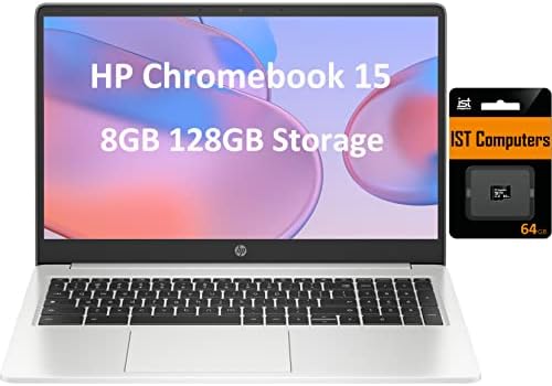 HP Chromebook 15 15,6" HD (Intel Pentium N6000, 8 Go de RAM, 128 Go de stockage (64 Go eMMc + 64 Go carte SD), graphique UHD, Ko numérique) ordinateur portable pour la maison et l'étudiant, antireflet, webcam, Wi-Fi, carte SD IST, Système d'exploitation Chrome
 Fiche Technique et Prix au Maroc