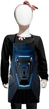 Lunarable Tablier de l'espace extra-atmosphérique, Cosmos Robots et Androids World Stardust Vision Comics Univers fictif, petit tablier avec attaches réglables pour la peinture de pâtisserie, petite taille, bleu blanc
 Avis, Fiche Technique et Prix au Maroc