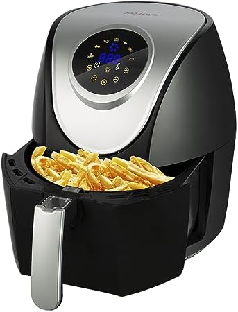 Mdjayo Friteuse à air 4,4 qt, cuisinière compacte sans huile, four intelligent à air profond, écran tactile LCD numérique 7 en 1, double panier amovible et lavable au lave-vaisselle, meilleurs accessoires de cuisine, noir
 Avis, Fiche Technique et Prix au Maroc