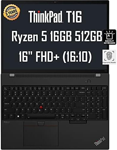 Lenovo ThinkPad T16 16" WUXGA (AMD Ryzen 5 PRO 6650U, 16 Go de RAM DDR5, 512 Go SSD, 6 cœurs (Beat i5-1235U)) ordinateur portable professionnel, empreinte digitale, rétroéclairé, webcam FHD, Wi-Fi 6E, garantie 3 ans, Gagner 10 / Gagner 11 Pro
 Fiche Technique et Prix au Maroc