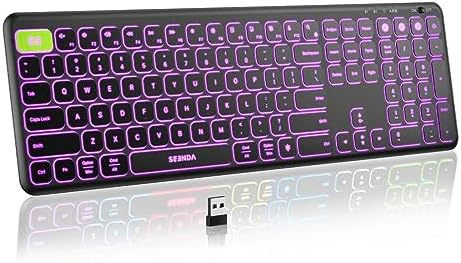 seenda Clavier Bluetooth rétroéclairé (USB + Dual BT), clavier rechargeable multi-appareils, clavier Bluetooth sans fil rétroéclairé, compatible pour Windows, ordinateur portable, MacBook Pro/Air, iPad, tablette – Noir
 Fiche Technique et Prix au Maroc