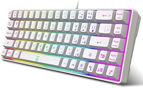 Snpurdiri Clavier de jeu à 60 % ergonomique, petit mini clavier de jeu, clavier compact rétroéclairé RVB pour Windows, PC, ordinateur portable, jeu (68 touches, blanc)
 Fiche Technique et Prix au Maroc